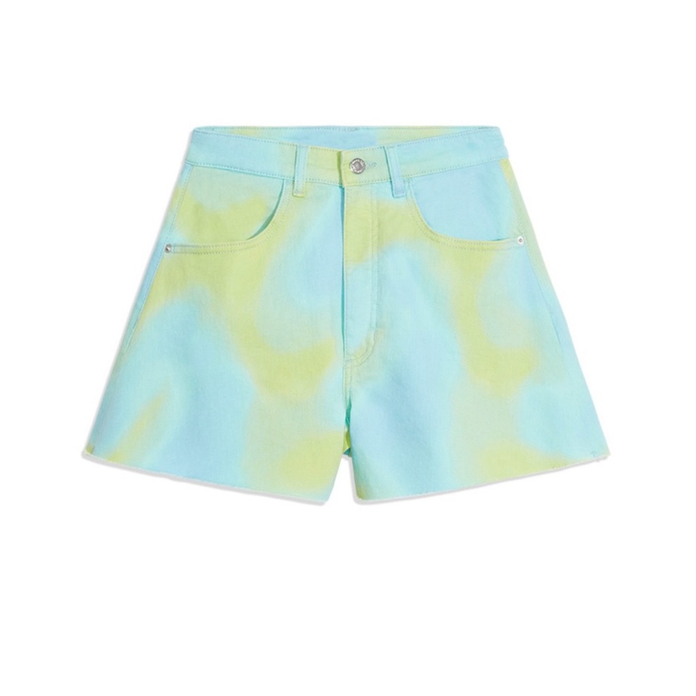 NWT! WeWoreWhat - Flare Bell Short - Stretch Twill Denim - Size 29 - Tie Dye